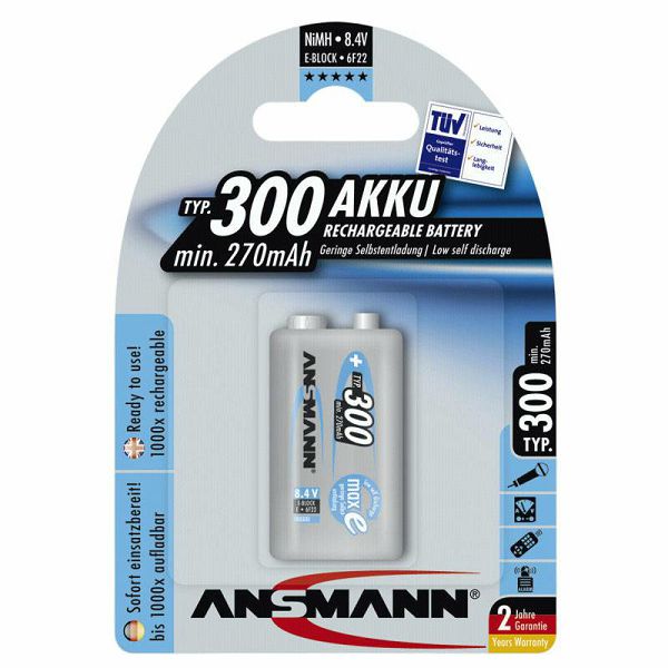 Ansmann maxE NiMH Akku 300 9V 270 mAh