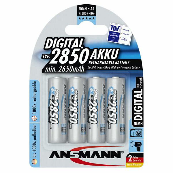 Ansmann NiMH 2850 Mignon x4 AA 2650 mAh Digital