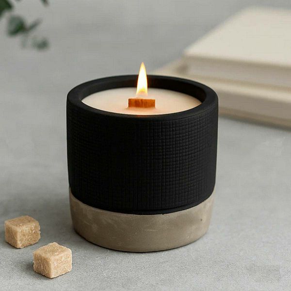 Concrete Soy Candle Black Brandy Butter 