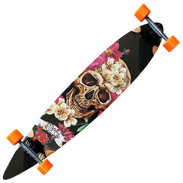 Longboard No Rules Skull Flower