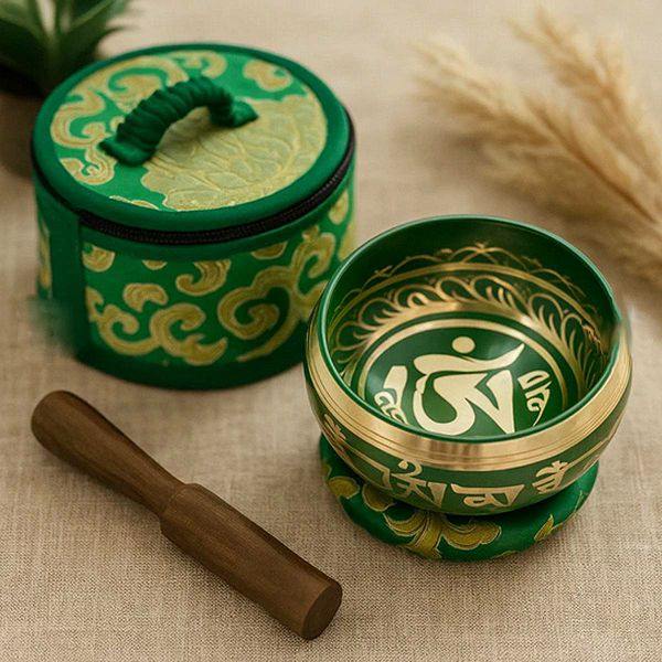 Mini Singing Bowl Gift Set Green 