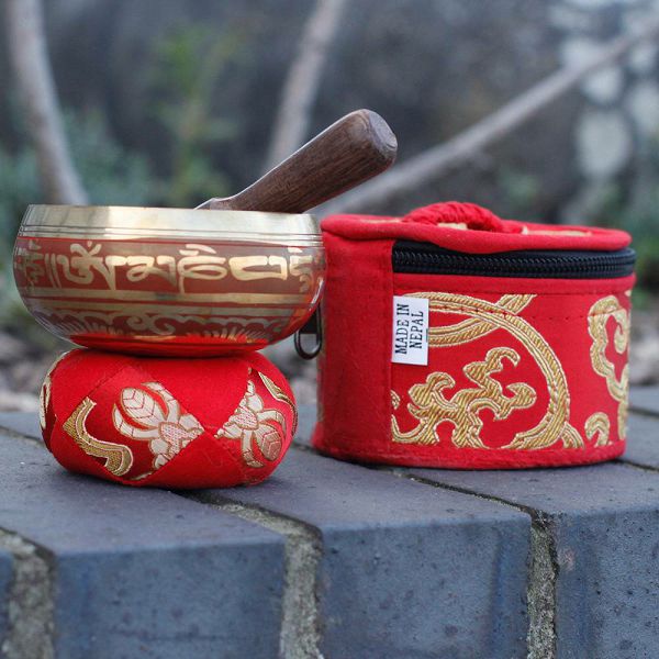 Mini Singing Bowl Gift Set Red 