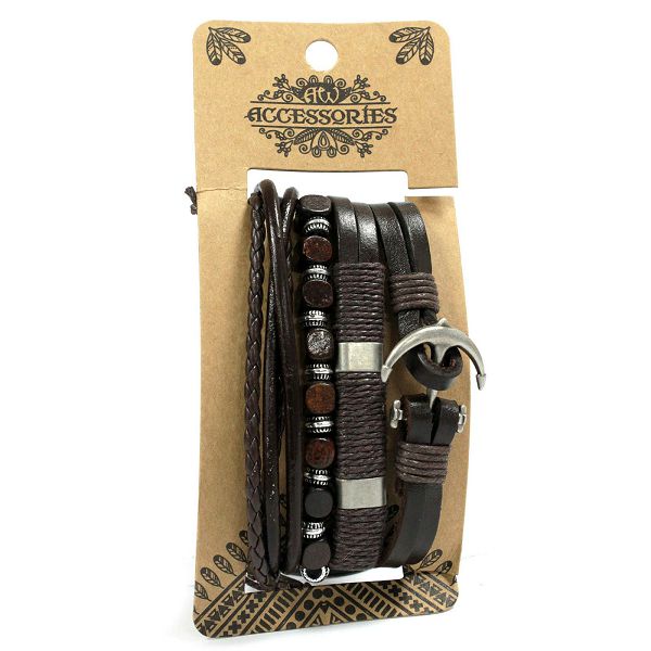 Muške narukvice Set Metal & Leather
