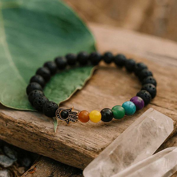 Narukvica Lava Stone Hamsa Chakra