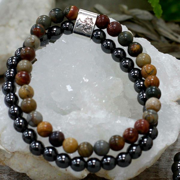 Narukvica Magnetic Gemstone - Picasso Jasper 