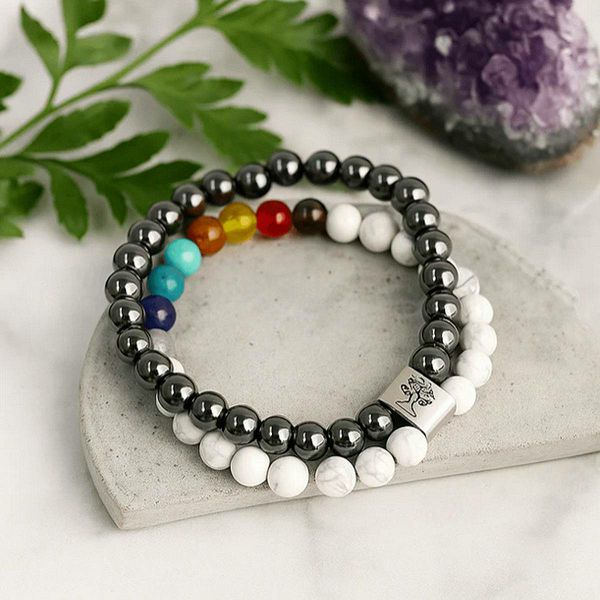 Narukvica Magnetic Gemstone - White Howlite Chakra