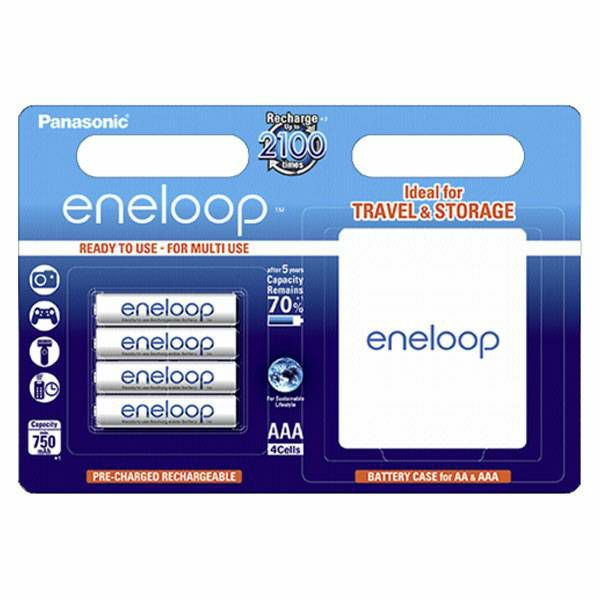 Panasonic Eneloop x4 AAA 750 mAh + Battery Case