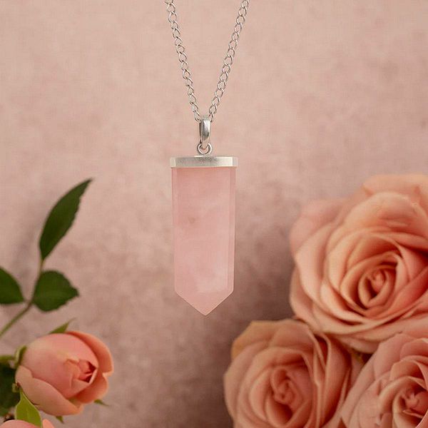 Privjesak Flat Pencil - Rozi Kvarc