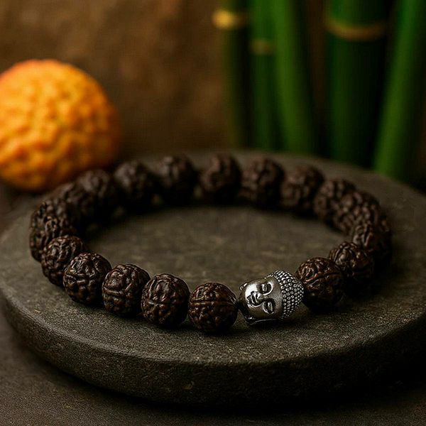 Rudraksha Buddha Bangle Mala Dark 