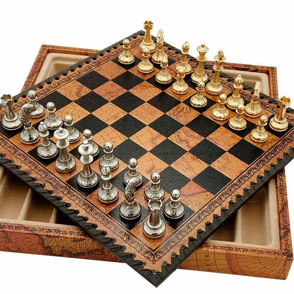 Šah Set Flower Gold & Silver 28 x 28 cm