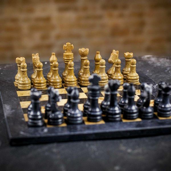 Šah Set Marble  Black & Brown 30 x 30 cm 
