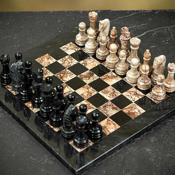 Šah Set Marble Black & Pink 40 x 40 cm 