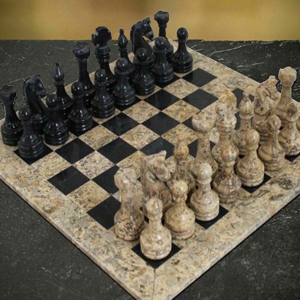 Šah Set Marble Brown & Black 30 x 30 cm 