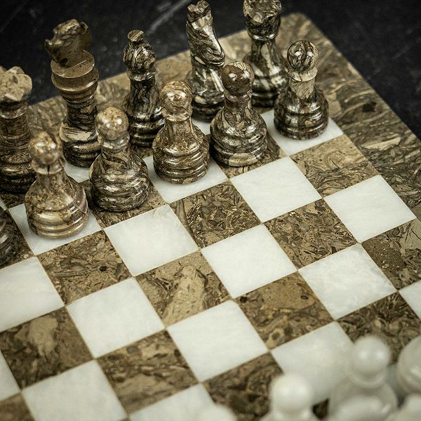 Šah Set Marble Grey & White 30 x 30 cm 