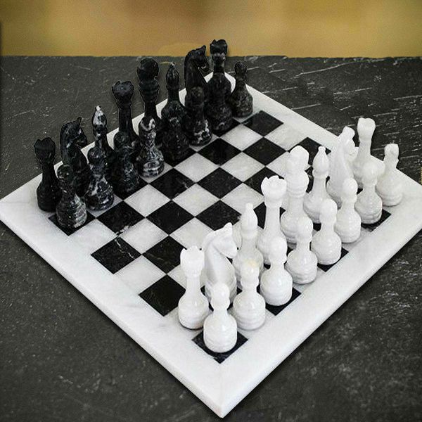 Šah Set Marble White & Black 30 x 30 cm 