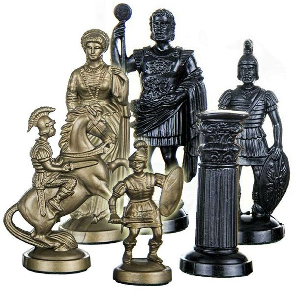 Šahovske figure Roman design golden/black