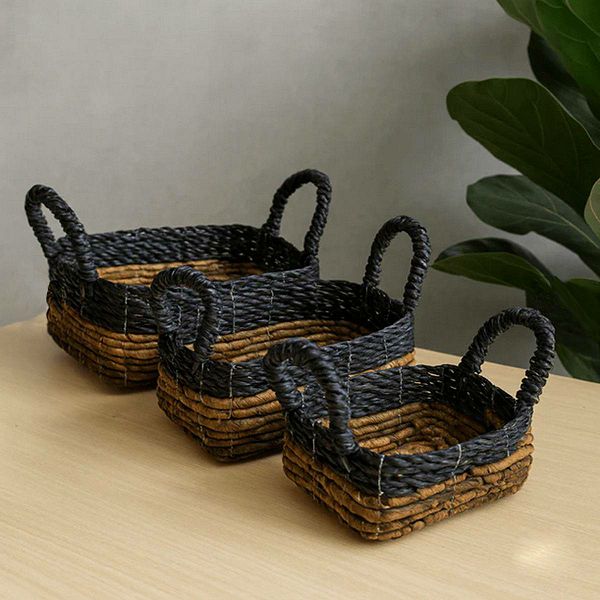 Set košara Banana Leaf & Hitam Raffia