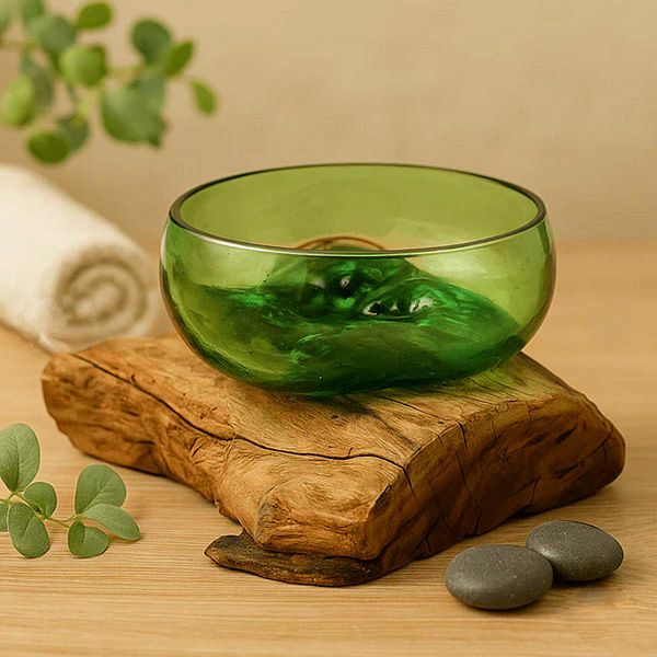 Staklena posuda na drvu