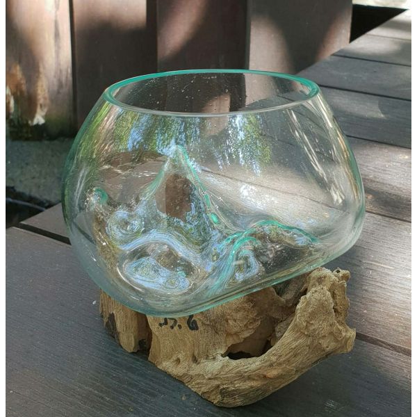 Staklena zdjela Molten Glass on Wood 