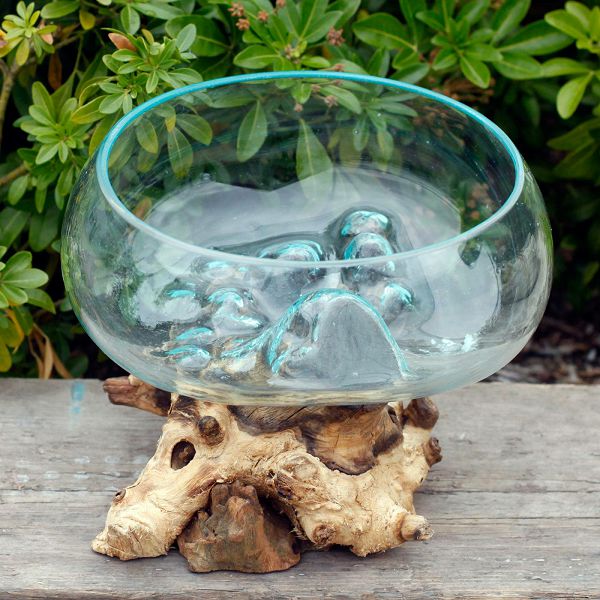 Staklena zdjela Molten Glass on Wood