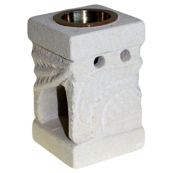 Stone Oil Burner - Carved Leaf 
