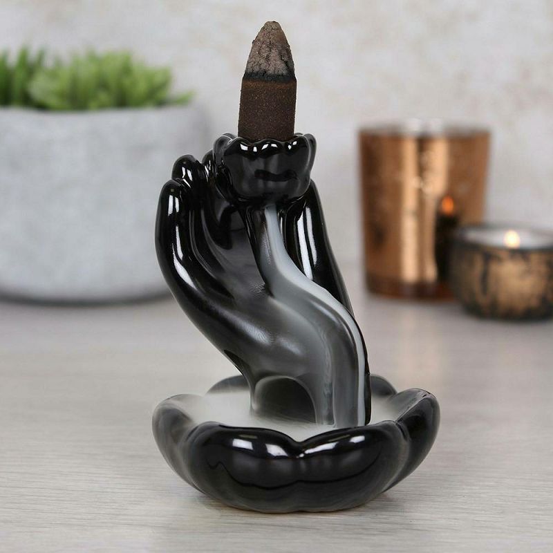 Backflow Incense Burner - Hand & Lotus Flower 