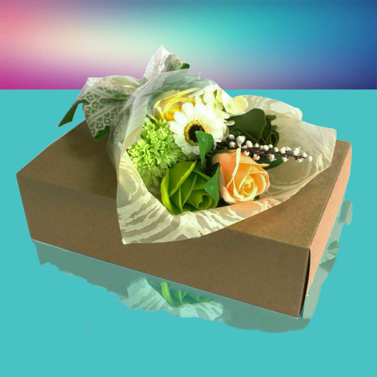 Buket cvijeća od sapuna - Green (Box)