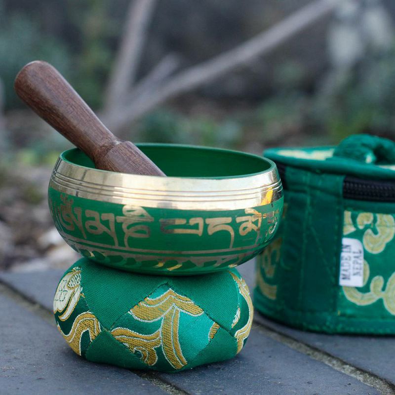 Mini Singing Bowl Gift Set Green 