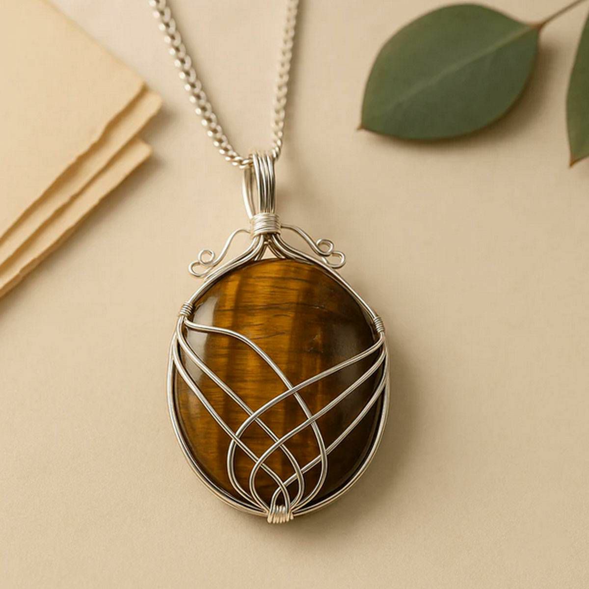 Ogrlica Swirl Wrapped Tigrovo Oko