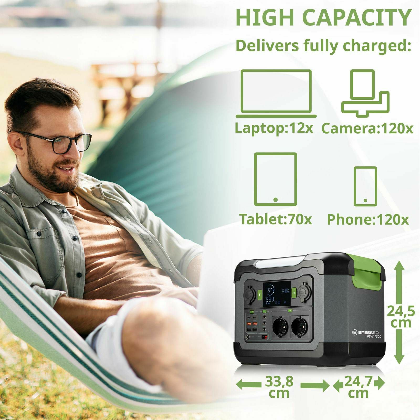 Portable Power Station 1200W + Solar Charger 120W 