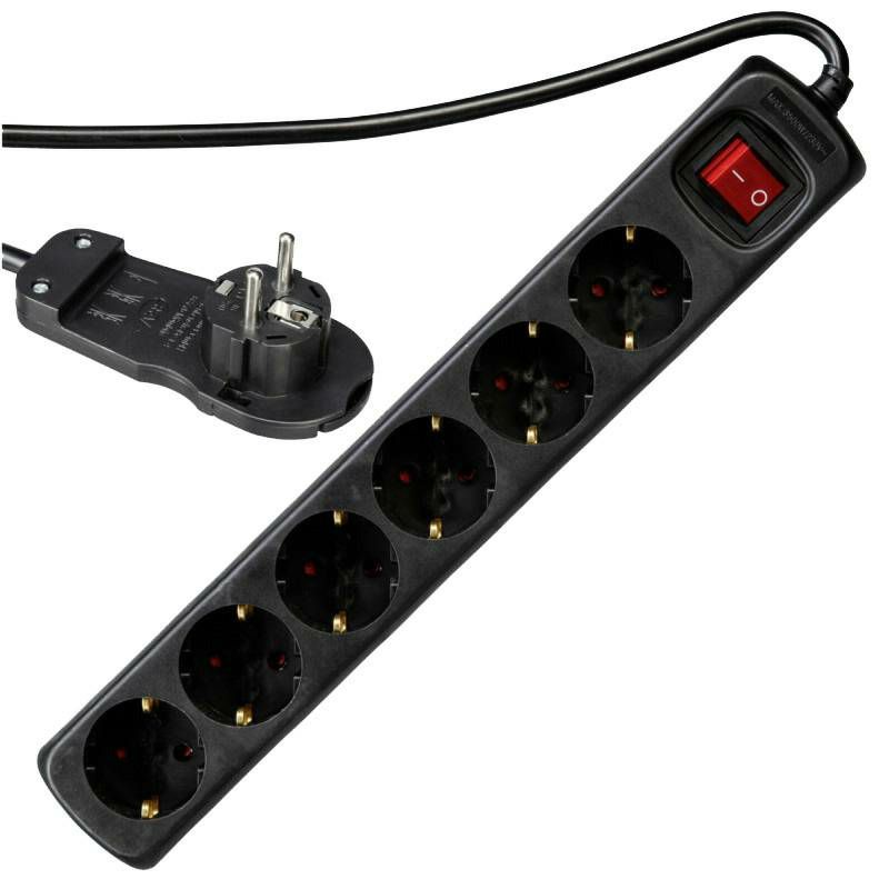 REV Multiple Socket Smart 6-fold 2m Black