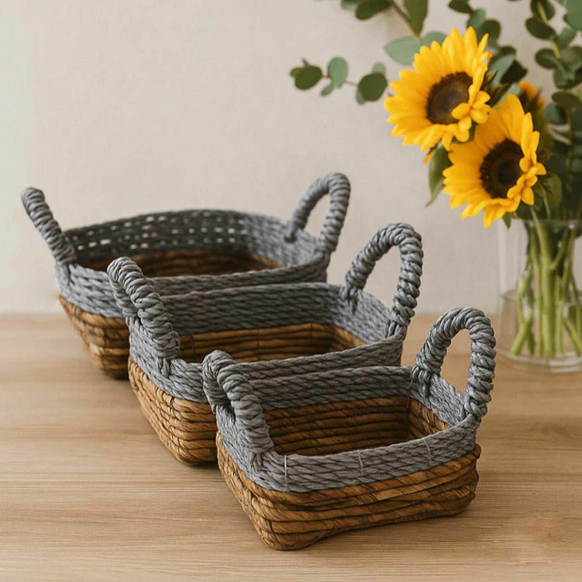 Set košara Banana Leaf & Abu-Abu Raffia