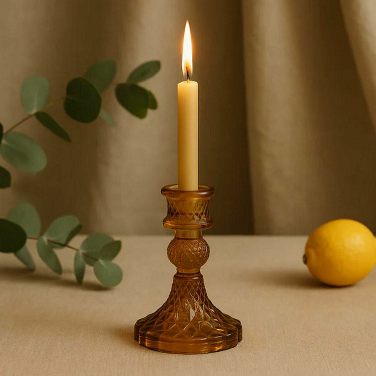 Svijećnjak Vintage Dinner Antique Amber